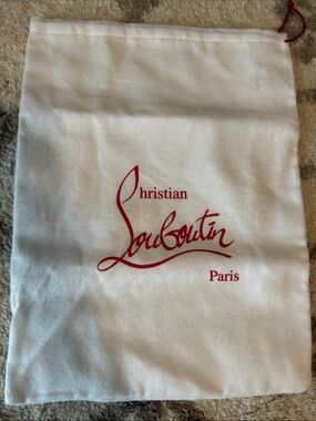 Christian Louboutin White Dust Bag with Red Logo Drawstring